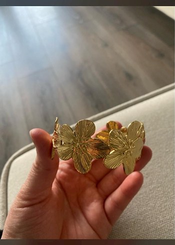  Beden altın Renk Çelik çiçekli kelepçe