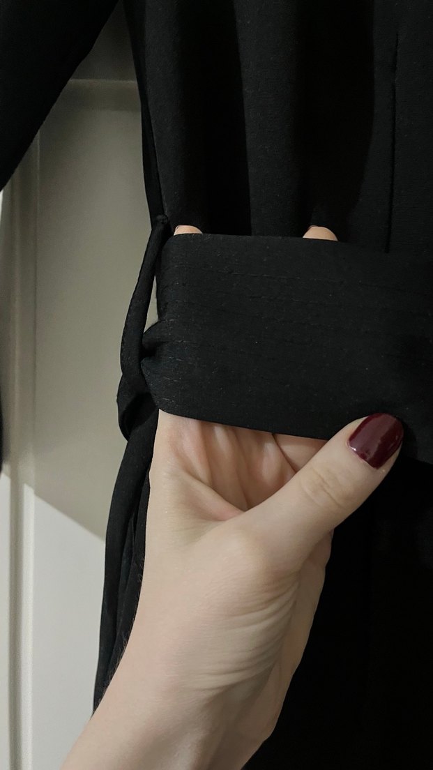 Siyah truvakar Kollu Kadın Elbise - Görsel 4