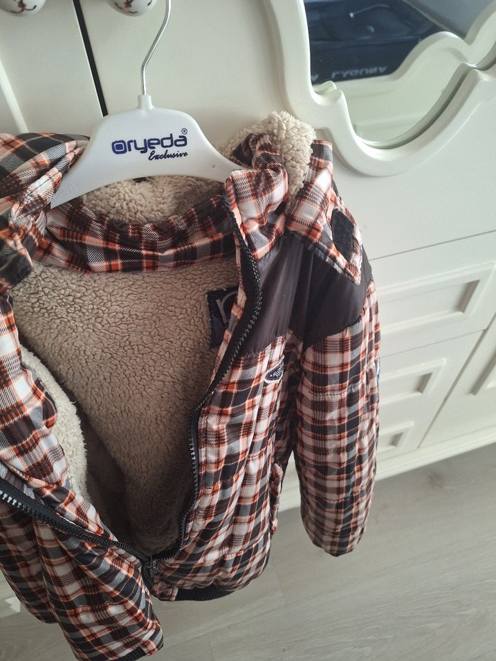 Kahverengi Ekose Desenli Erkek Çocuk Düğmeli Ceket - Görsel 3