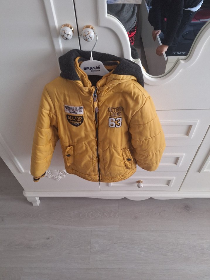 Sarı Erkek Çocuk Düğmeli Street Wear Mont - Görsel 3