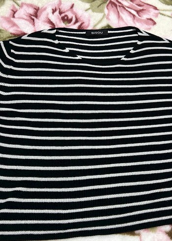 Kadın  Siyah Çizgili Uzun Kollu Bluz - Görsel 3