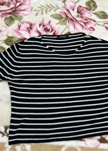 Kadın  Siyah Çizgili Uzun Kollu Bluz - Görsel 2