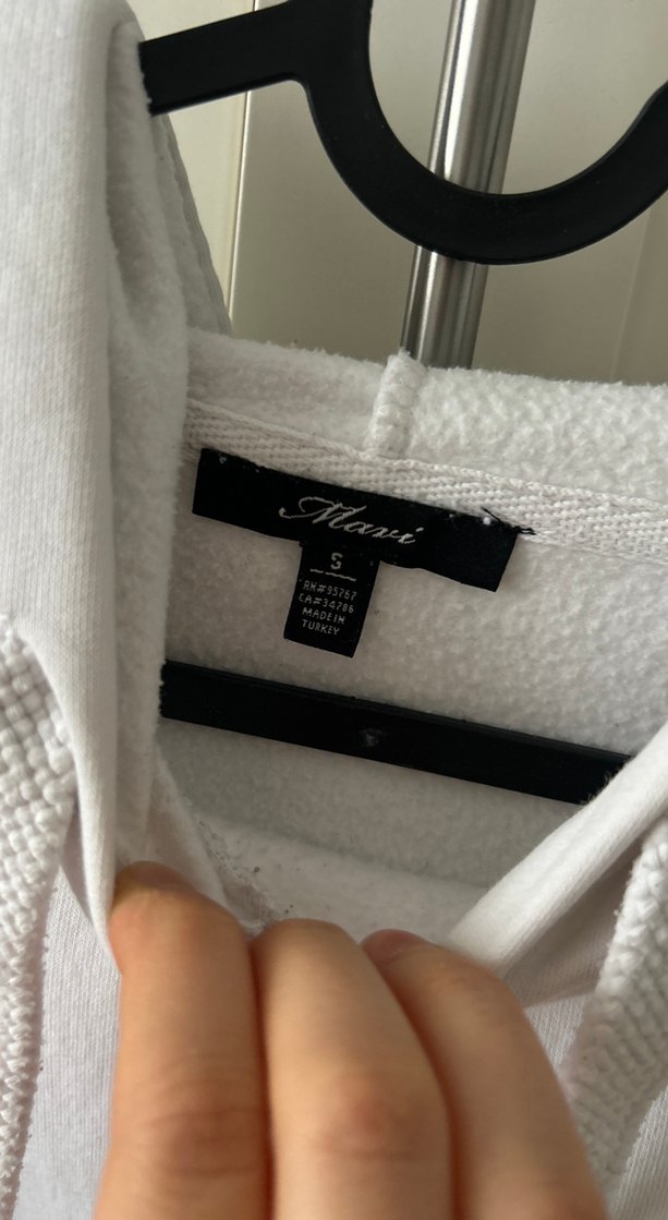 Kadın Beyaz Kapüşonlu Pamuklu Sweatshirt - Görsel 4