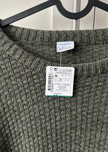 Haki yeşil erkek Örgü Triko Kazak - Görsel 3