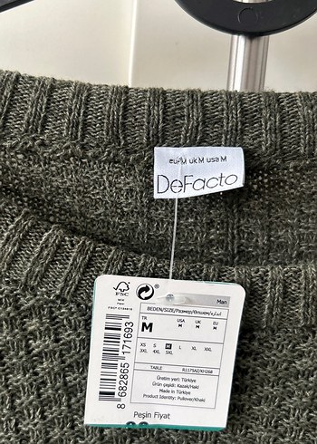 Haki yeşil erkek Örgü Triko Kazak - Görsel 4