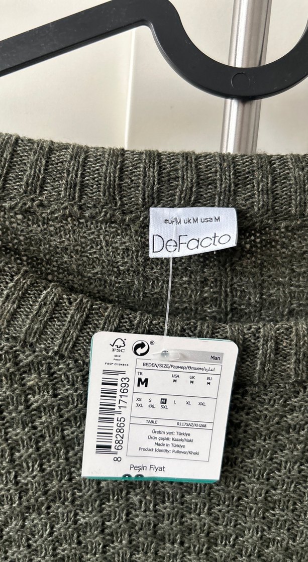Haki yeşil erkek Örgü Triko Kazak - Görsel 4
