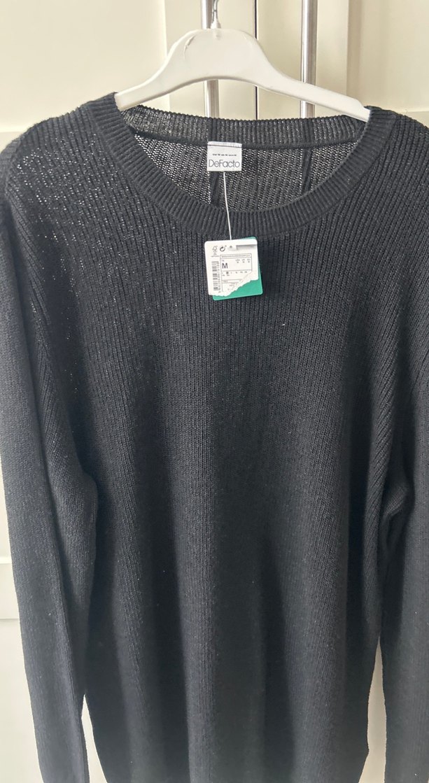 Siyah Erkek Yün Örgü Kazak - Görsel 2