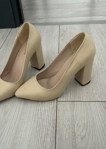 Bej Kadın Blok Topuklu Stiletto - Görsel 3