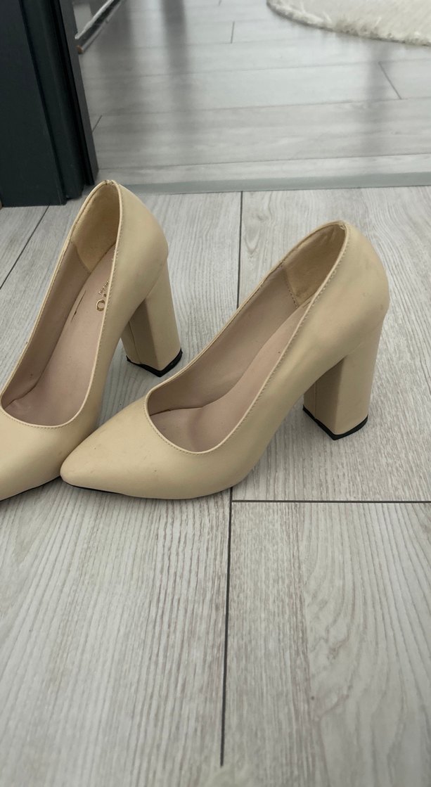 Bej Kadın Blok Topuklu Stiletto - Görsel 3