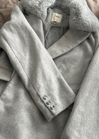 Gri Kürklü Yaka Kadın Kaban - Görsel 6