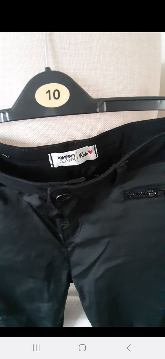 Kadın Siyah Kemerli Regular Fit Denim Pantolon - Görsel 3