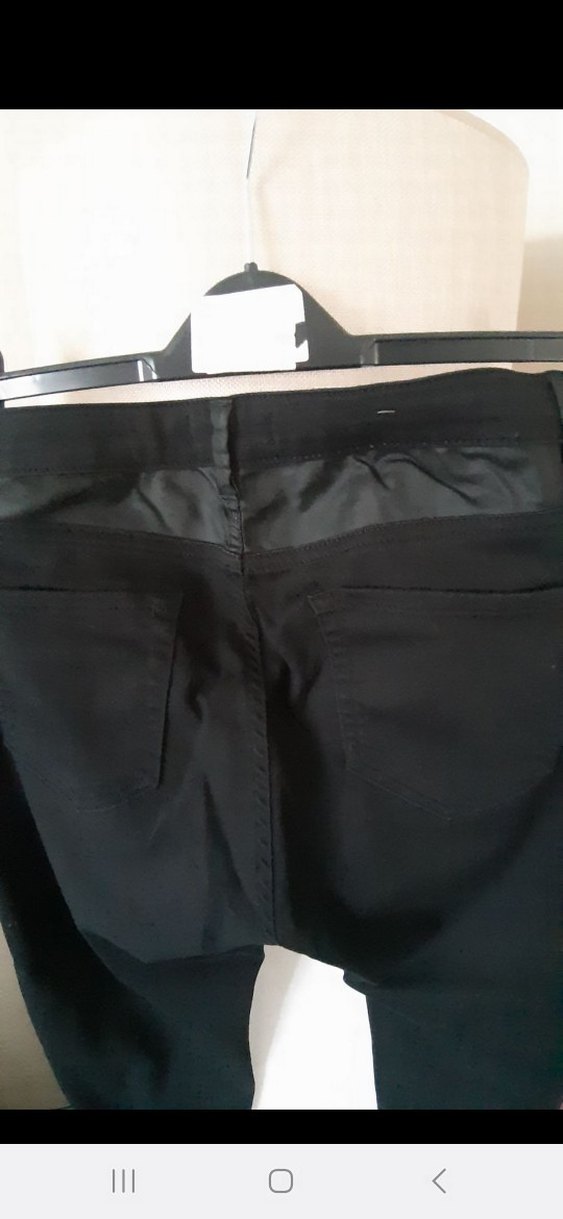 Kadın Siyah Kemerli Regular Fit Denim Pantolon - Görsel 4