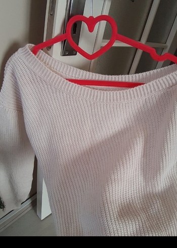 Kadın Beyaz Örgü Salaş Triko - Görsel 3