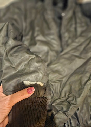 Siyah  Deri Kapüşonlu Erkel Ceket - Görsel 5