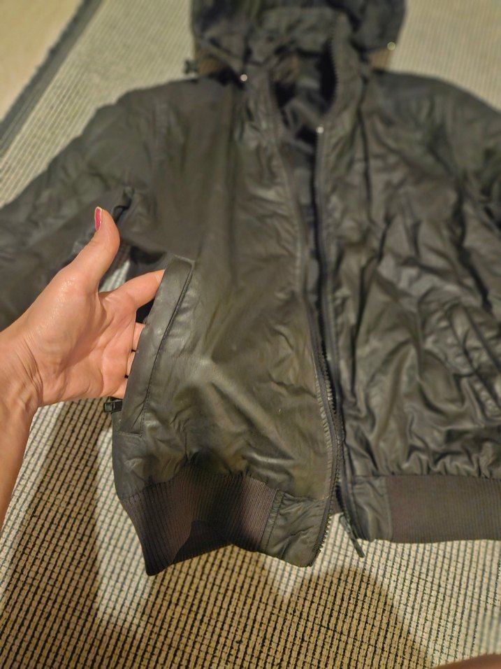 Siyah  Deri Kapüşonlu Erkel Ceket - Görsel 3