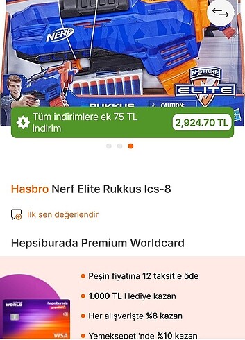  Beden Hasbro Nerf Elite Rukkus Ics-8 sadece 