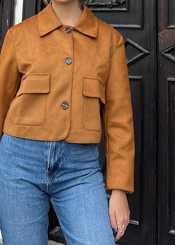 Zara Düğmeli Kahverengi Süet Kadın Ceket