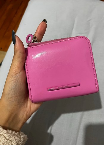 Pembe Deri Fermuarlı Kadın Cüzdanı