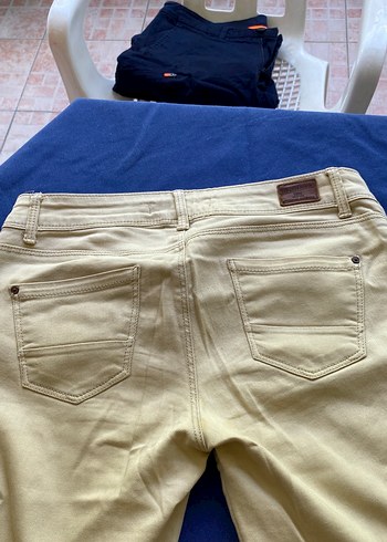 Bej Kadın Denim Pantolon Midi Boy - Görsel 5