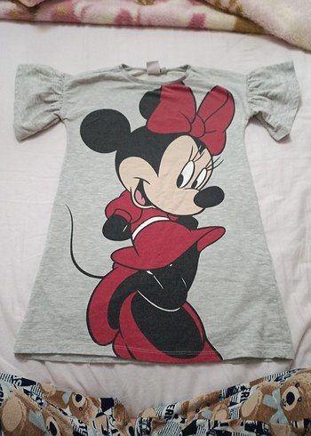 Kız Çocuk Gri Fırfırlı Minnie Mouse Tişört