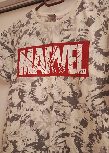 10 Yaş Beden Marvel Baskılı Gri Batik Erkek Tişört