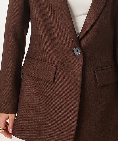 40 Beden Vatkalı Dokuma Kahverengi blazer ceket