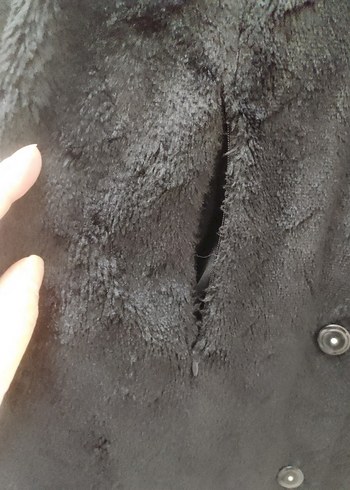 m Beden siyah Renk Siyah Kadın Uzun Kürklü Ofis Kabanı
