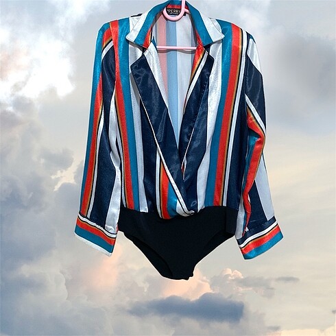 Çizgili Saten Bodysuit