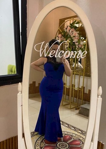 Mavi Dantelli Uzun Abiye Elbise - Görsel 2