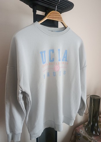 Gri Oversize UCLA Baskılı Kadın Sweatshirt - Görsel 4