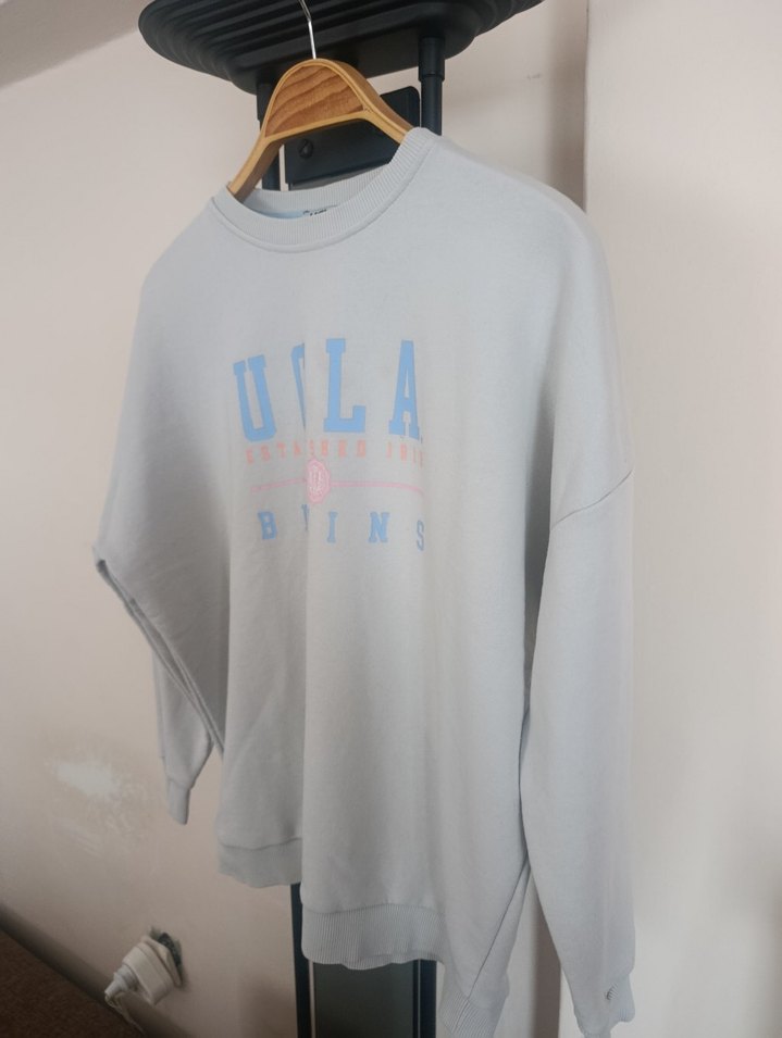 Gri Oversize UCLA Baskılı Kadın Sweatshirt - Görsel 3