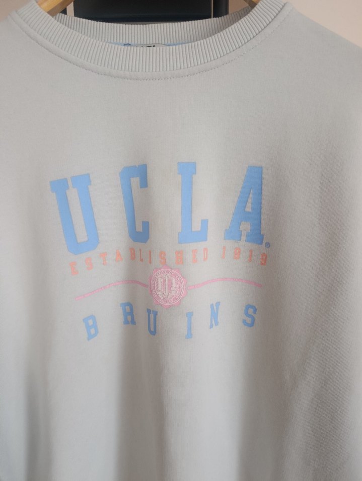 Gri Oversize UCLA Baskılı Kadın Sweatshirt - Görsel 2
