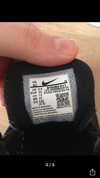 22 Beden siyah Renk nike bebek spor ayakkabı