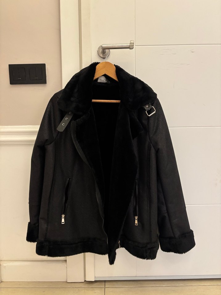 Siyah Süet Kürk Detaylı Kadın Ceket - Görsel 4