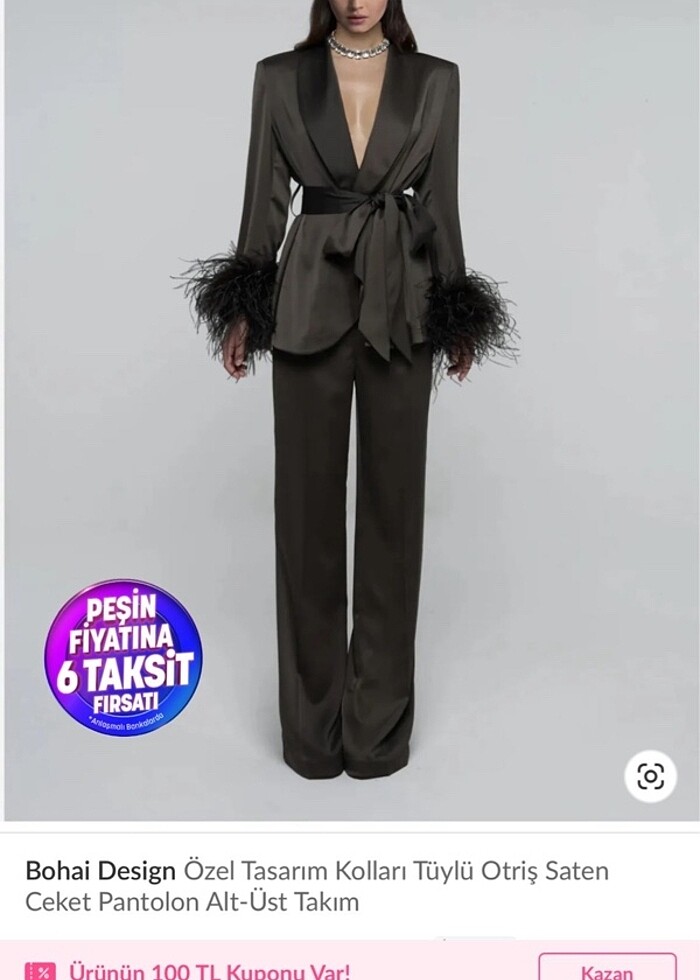 Saten pantolon ceket takım - Görsel 3