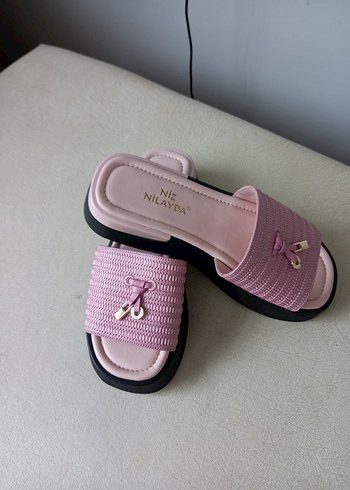 Mario Muzi Pembe Kadın Dolgu Topuklu Terlik Velcro