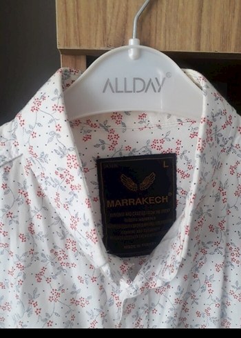 H&M Pamuklu Baskılı Gri Beyaz Erkek Gömlek Yeni ayarında