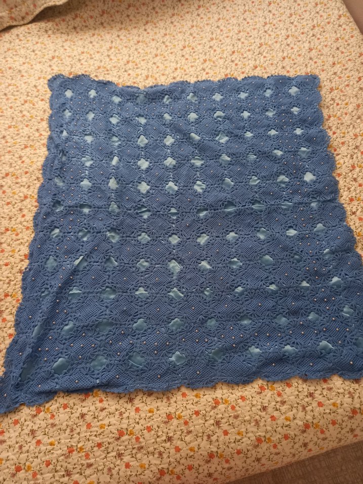 Bebek battaniye el Örgüsü Mavi Battaniye - Görsel 2