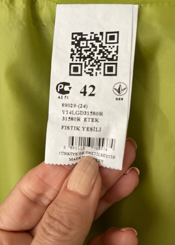 Fıstık yeşili pamuk saten etek Marka:Fusion - Görsel 5