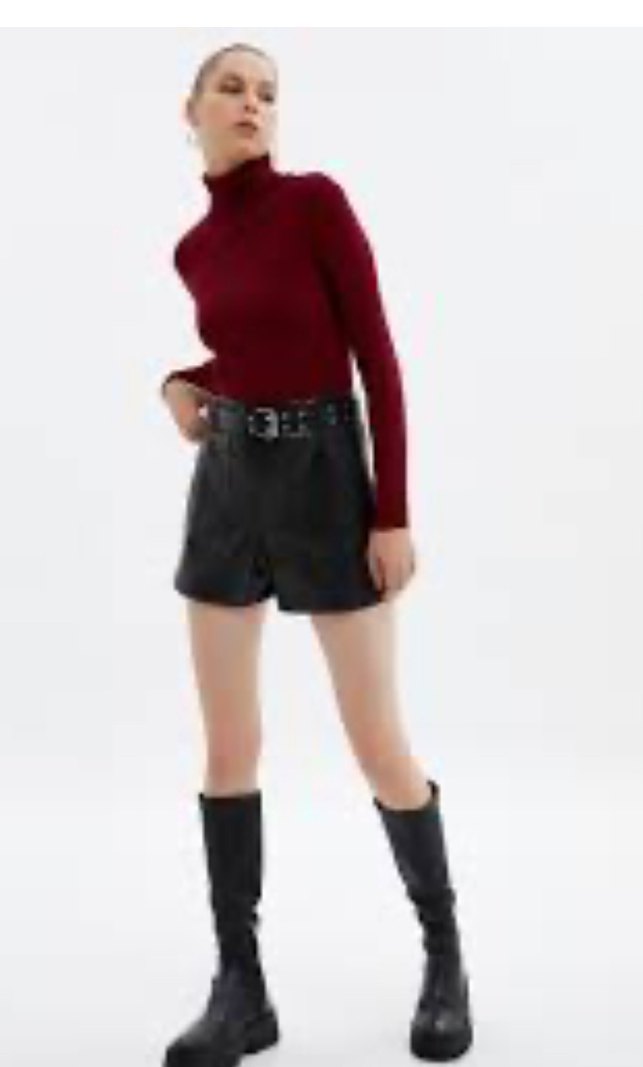 Bordo Kadın Balıkçı Yaka Triko Kazak - Görsel 2