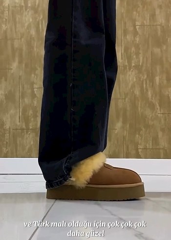 Bej Süet Platform Topuklu Kadın Terlik - Görsel 8