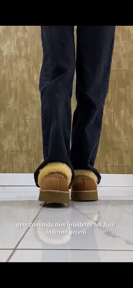 Bej Süet Platform Topuklu Kadın Terlik - Görsel 4