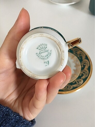  Beden yeşil Renk Limoges fincan