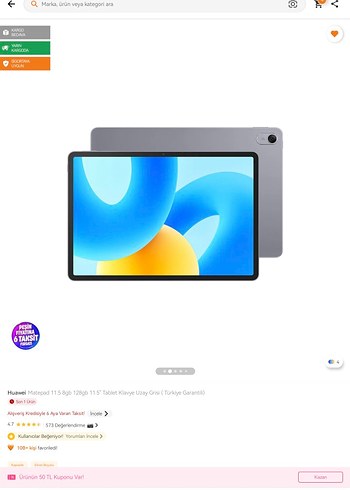 Huawei Huawei Matepad 11 128GB Siyah Tablet