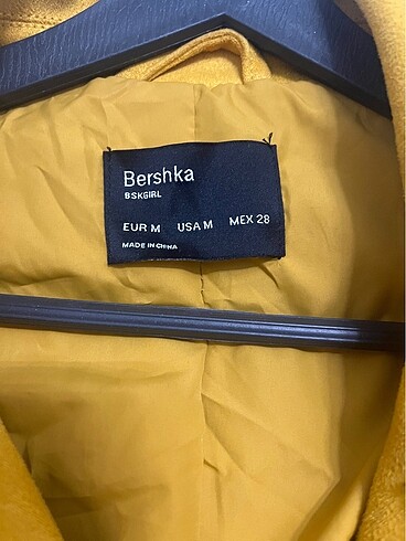 36 Beden sarı Renk Bershka süet biker ceket
