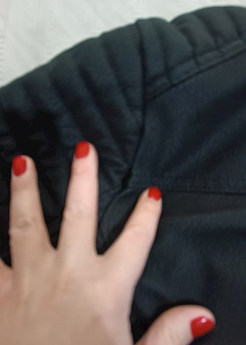 Siyah Deri Biker Ceket, Regular Fit, Fermuarlı - Görsel 4