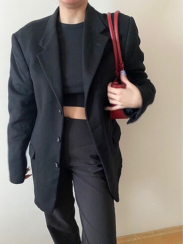 xl Beden siyah Renk VİNTAGE YÜN BLAZER CEKET UNİSEX CEKET