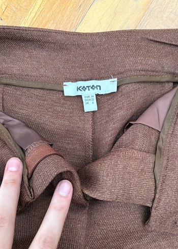 Koton Kemer Detaylı Kahverengi Kumaş Kadın Pantolon