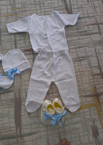 Bebek Beyaz Pamuklu 5 Parça hastane çıkışı - Görsel 3