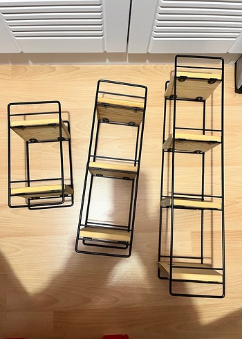 Bej Ahşap ve Siyah Metal Çocuk Raf Seti - Görsel 2